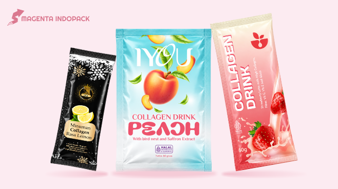 Kemasan Sachet Minuman Kolagen Praktis, Higienis, dan Menarik untuk Brand Minuman Kecantikan